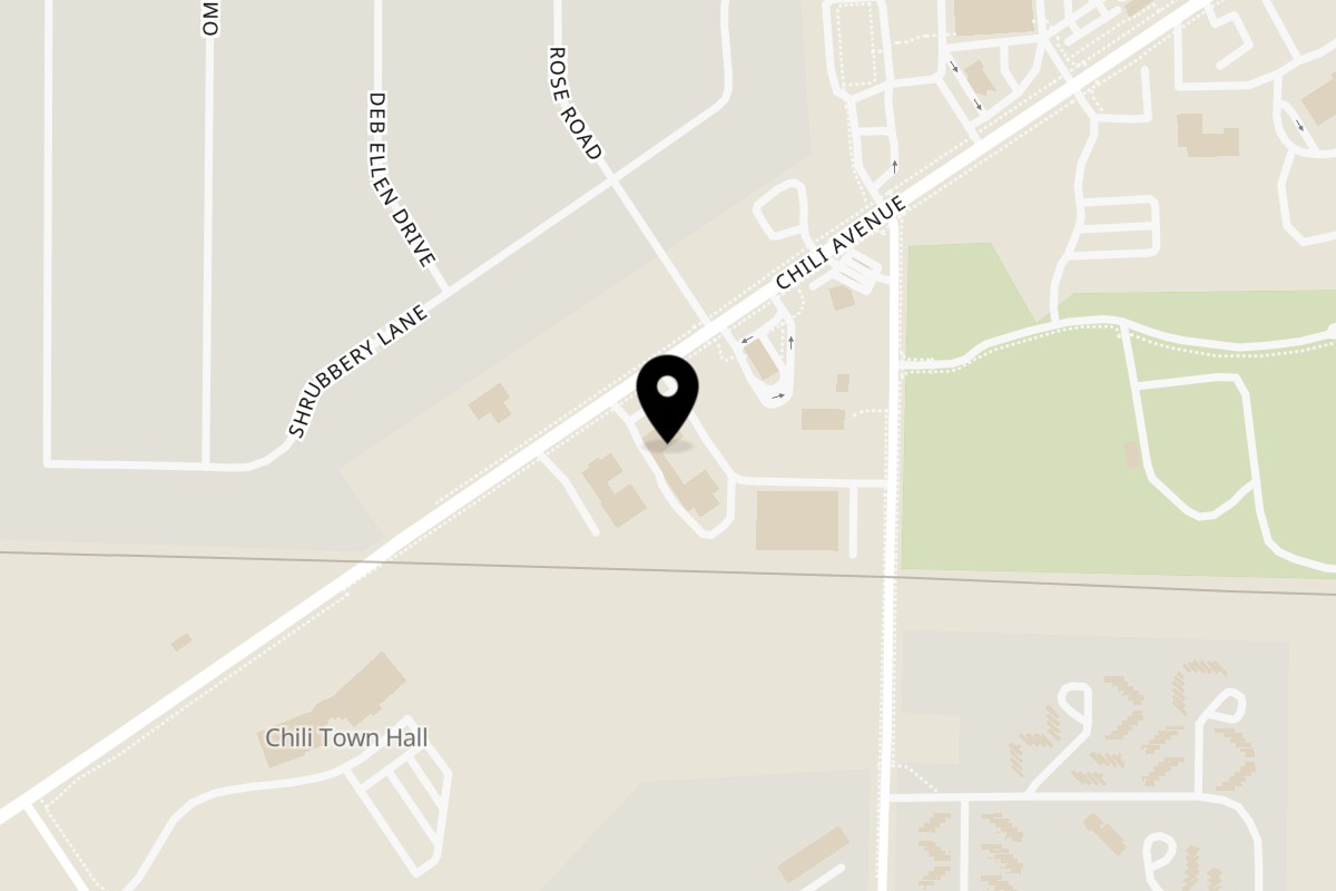 Map showing the location of Good Guys Pizza on 3313 Chili Ave Ste 2 in Rochester